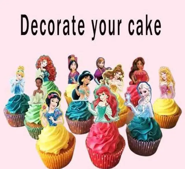 Alt view image 5 of 5 - 30 Pcs Cute Princess Cartoon Cake Toppers, Cupcake Decorations Birthday Cake, Cute Anime Princess Toppers for Muffin Waffles, Cake Scenographic Party Theme Cartoon for Children Girls
