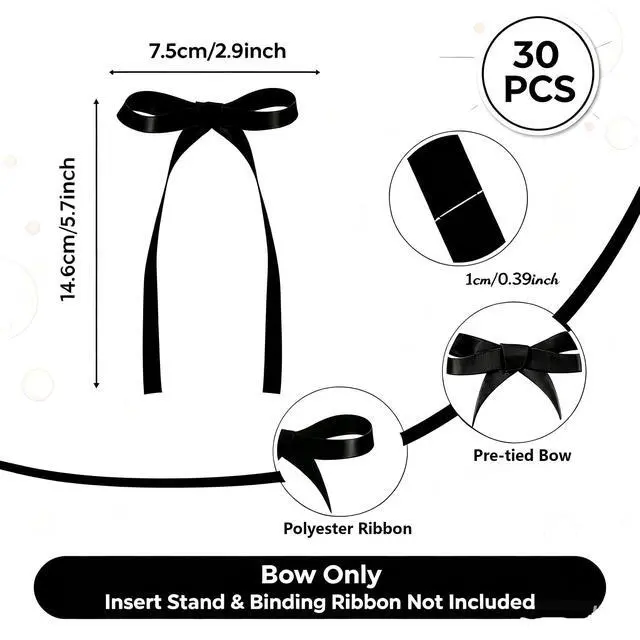 Alt view image 4 of 7 - 30 Pack Bow Cake Toppers Black Ribbon Bows for Cake Back to School Decor | Bow Birthday Decorations for Baby Shower, Wedding, Engagement, Bachelorette Party