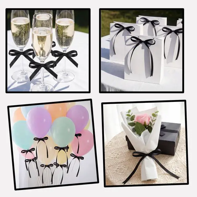Alt view image 7 of 7 - 30 Pack Bow Cake Toppers Black Ribbon Bows for Cake Back to School Decor | Bow Birthday Decorations for Baby Shower, Wedding, Engagement, Bachelorette Party