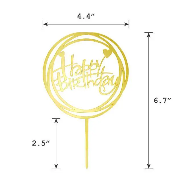 Alt view image 7 of 7 - 6-Pack Gold Cake Topper Set, Double-Sided Glitter, Acrylic Happy Birthday Cupcake Toppers, Birthday Decorations for Children or Adults.