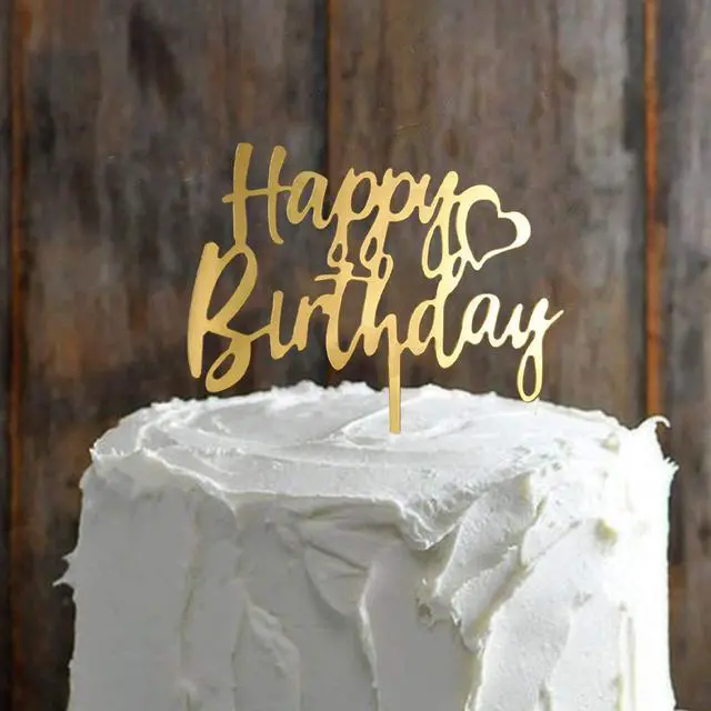 Alt view image 6 of 7 - 6-Pack Gold Cake Topper Set, Double-Sided Glitter, Acrylic Happy Birthday Cupcake Toppers, Birthday Decorations for Children or Adults.