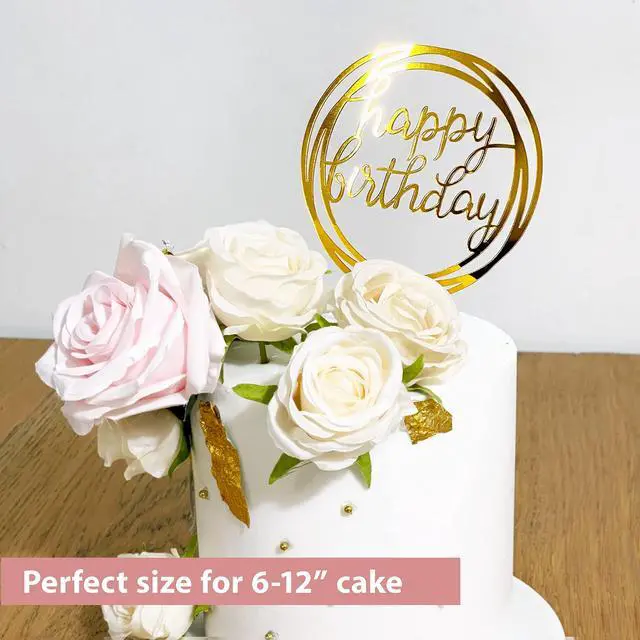 Alt view image 3 of 7 - 6-Pack Gold Cake Topper Set, Double-Sided Glitter, Acrylic Happy Birthday Cupcake Toppers, Birthday Decorations for Children or Adults.