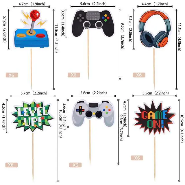 Alt view image 2 of 7 - 36 PCS Video Game Cupcake Toppers Assembled Game On Controllers Cupcake Picks GamePad Cake Decorations for Game Theme Baby Shower Kids Boys Girls Birthday Anniversary Party Decorations Supplies