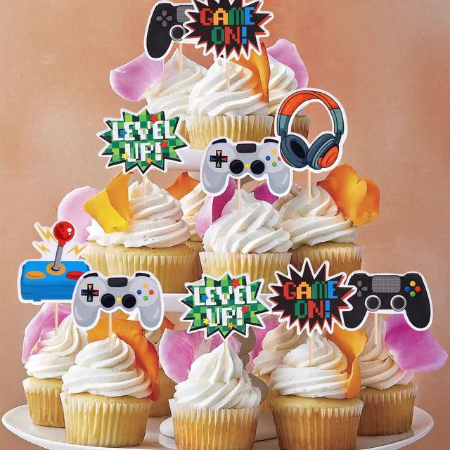 Alt view image 3 of 7 - 36 PCS Video Game Cupcake Toppers Assembled Game On Controllers Cupcake Picks GamePad Cake Decorations for Game Theme Baby Shower Kids Boys Girls Birthday Anniversary Party Decorations Supplies