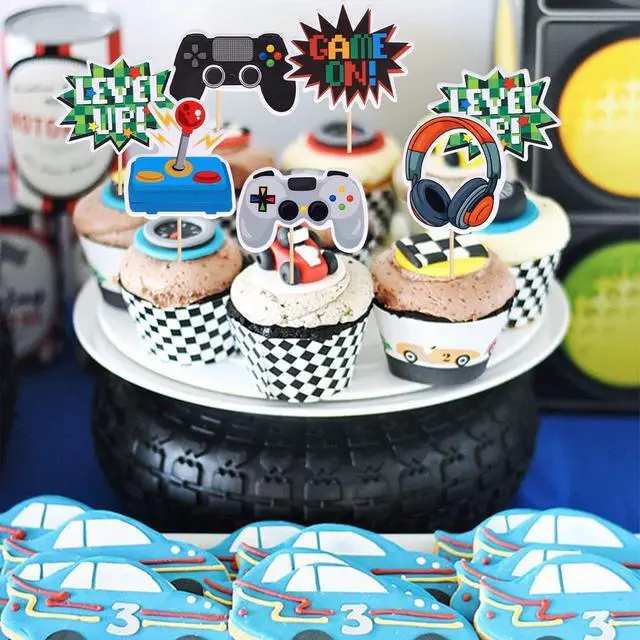 Alt view image 4 of 7 - 36 PCS Video Game Cupcake Toppers Assembled Game On Controllers Cupcake Picks GamePad Cake Decorations for Game Theme Baby Shower Kids Boys Girls Birthday Anniversary Party Decorations Supplies