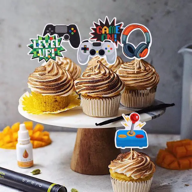 Alt view image 5 of 7 - 36 PCS Video Game Cupcake Toppers Assembled Game On Controllers Cupcake Picks GamePad Cake Decorations for Game Theme Baby Shower Kids Boys Girls Birthday Anniversary Party Decorations Supplies