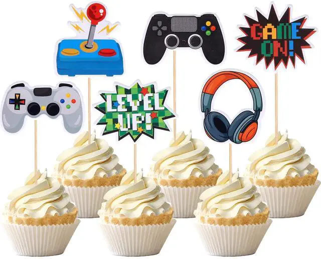Main image of 36 PCS Video Game Cupcake Toppers Assembled Game On Controllers Cupcake Picks GamePad Cake Decorations for Game Theme Baby Shower Kids Boys Girls Birthday Anniversary Party Decorations Supplies