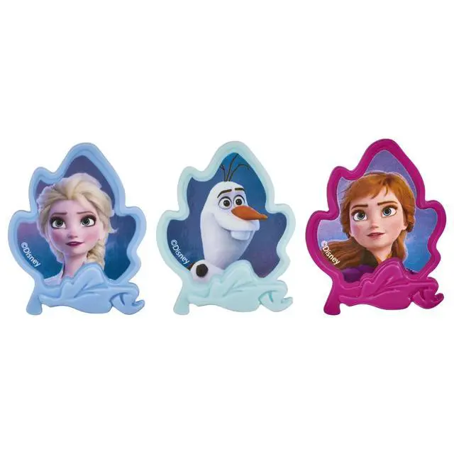 Alt view image 6 of 7 - Frozen II Rings, Cupcake Decorations Featuring Elsa, Anna, And Olaf For Birthday And Christmas Celebrations - 24 Pack