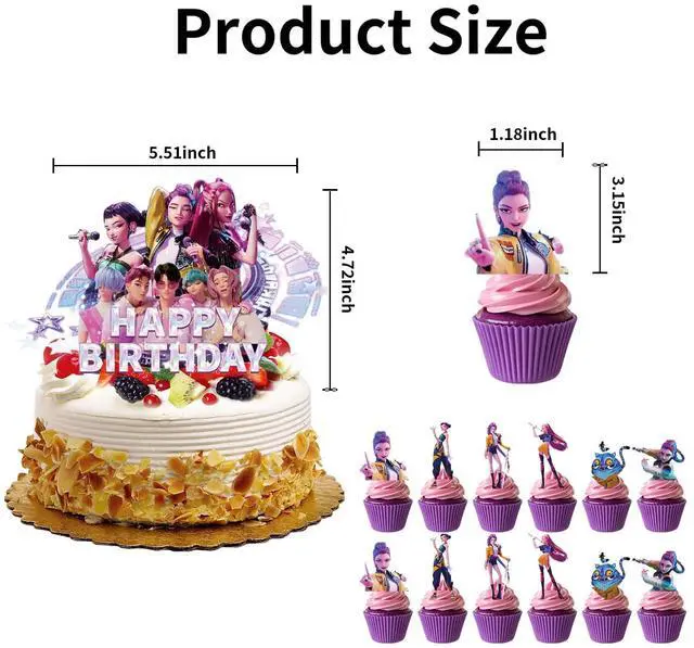 Alt view image 3 of 6 - 25 Pcs Cartoon Cake Decorations, Cute Happy Birthday Cake Toppers, Perfect for Theme Parties, Birthday Celebrations, and Holiday Festivities