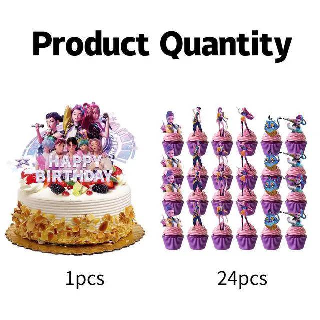 Alt view image 2 of 6 - 25 Pcs Cartoon Cake Decorations, Cute Happy Birthday Cake Toppers, Perfect for Theme Parties, Birthday Celebrations, and Holiday Festivities