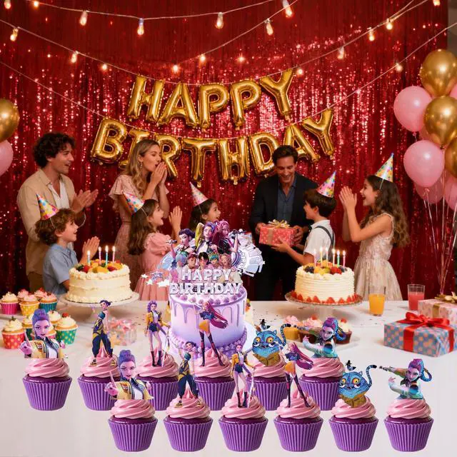Alt view image 5 of 6 - 25 Pcs Cartoon Cake Decorations, Cute Happy Birthday Cake Toppers, Perfect for Theme Parties, Birthday Celebrations, and Holiday Festivities