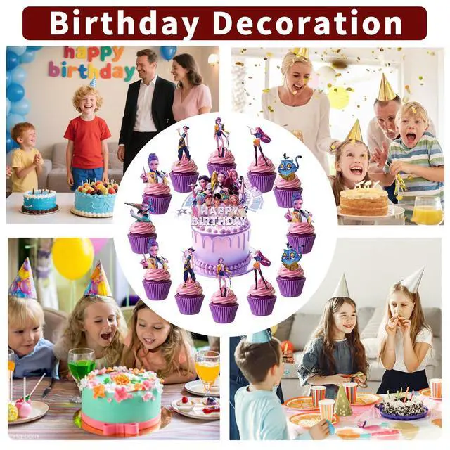 Alt view image 6 of 6 - 25 Pcs Cartoon Cake Decorations, Cute Happy Birthday Cake Toppers, Perfect for Theme Parties, Birthday Celebrations, and Holiday Festivities