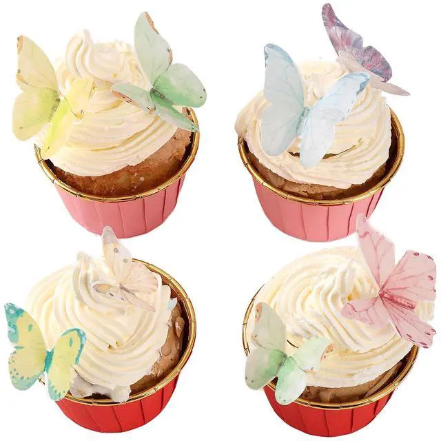 Main image of 40Pcs Wafer Paper Butterfly Cupcake Cake Toppers Edible Butterflies for Cake Decorations Colorful Butterfly for Wedding Birthday Party Cupcakes Decorating Supplies(Mix Color & Size)