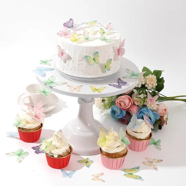 Alt view image 5 of 5 - 40Pcs Wafer Paper Butterfly Cupcake Cake Toppers Edible Butterflies for Cake Decorations Colorful Butterfly for Wedding Birthday Party Cupcakes Decorating Supplies(Mix Color & Size)