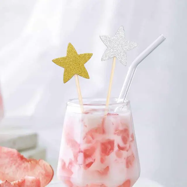 Alt view image 4 of 7 - 50 Pcs Star Cupcake Toppers Glitter Twinkle Star Cupcake Picks for Wedding Baby Shower Birthday Party(Gold,Silver)