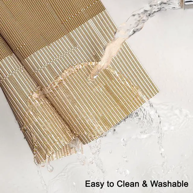 Alt view image 4 of 7 - Placemats Set of 4, Vinyl Woven Heat-Resistant Place Mats | Washable Wipeable PVC Table Mats, Non Slip Placemat for Kitchen Dining Indoor Outdoor Table (Beige Light Brown, Set of 4)