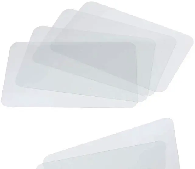 Main image of Clear Plastic Placemats Set of 4-17.5x12 Transparent Vinyl Table Mats | Wipeable Vinyl Placemats, Crystal Clear Plastic Mat for Dining, Kitchen, Office, Shelves - Heat Resistant Table Place Mats