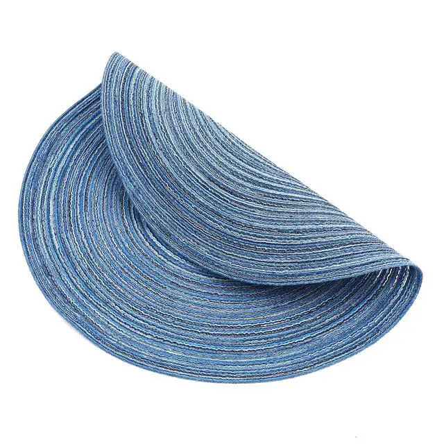 Alt view image 3 of 7 - Round Braided Placemats Set of 6 Circle Place Mats Kitchen Table Mats for Dining Table Wedding Party (Blue Gray, 6)