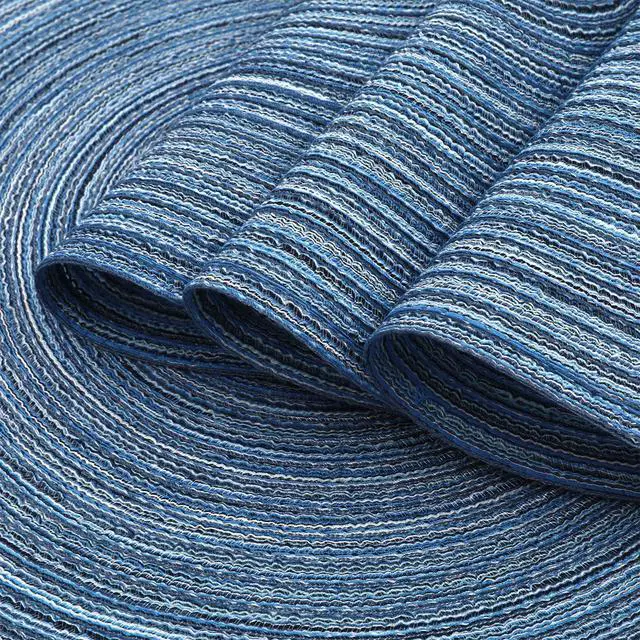 Alt view image 4 of 7 - Round Braided Placemats Set of 6 Circle Place Mats Kitchen Table Mats for Dining Table Wedding Party (Blue Gray, 6)