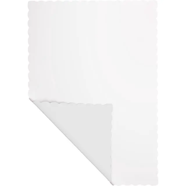 Alt view image 2 of 3 - Disposable Paper Placemats, Scalloped Edge Table Mats, White, Pack of 100 | Disposable paper placemats, scalloped-edge design, white, 100 count, quick table setup and cleanup