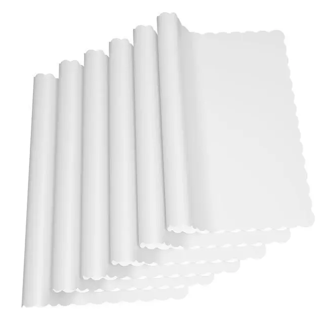 Alt view image 3 of 3 - Disposable Paper Placemats, Scalloped Edge Table Mats, White, Pack of 100 | Disposable paper placemats, scalloped-edge design, white, 100 count, quick table setup and cleanup