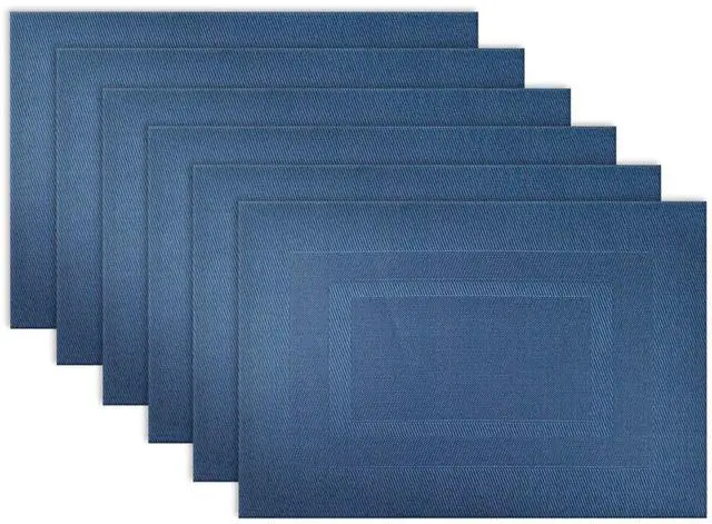 Main image of PVC Tabletop Collection Woven Indoor/Outdoor, Placemat Set, 13x17.25, Nautical Blue, 6 Piece