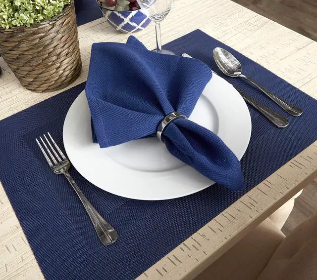 Alt view image 3 of 5 - PVC Tabletop Collection Woven Indoor/Outdoor, Placemat Set, 13x17.25, Nautical Blue, 6 Piece