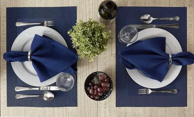 Alt view image 4 of 5 - PVC Tabletop Collection Woven Indoor/Outdoor, Placemat Set, 13x17.25, Nautical Blue, 6 Piece