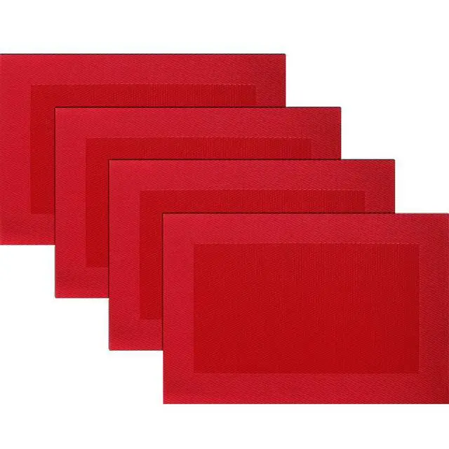 Main image of Panda Vinyl Placemats Heat-Resistant Table Mats Washable Easy Clean Plastic Placemats for Dining Table Set of 4 (Red)