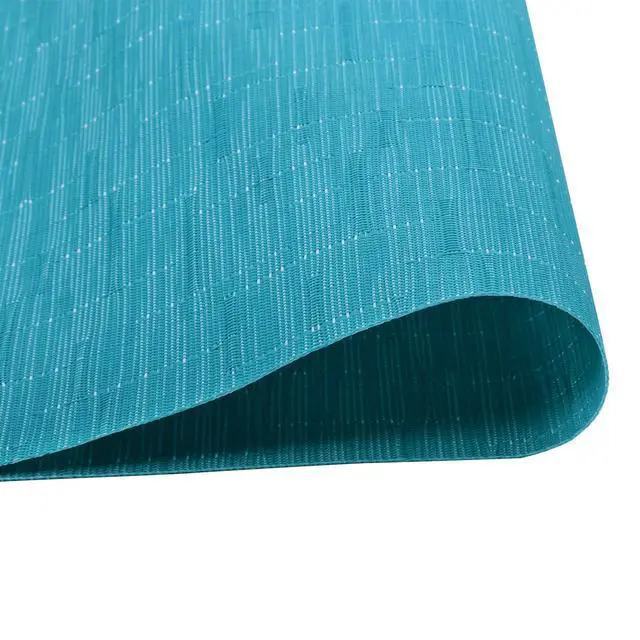 Alt view image 4 of 7 - Woven Vinyl Placemats Set of 6 Wipe Clean Wasahble Place Mats for Dining Table Heat Resistant Non Slip Table Mats (6, Teal Blue)