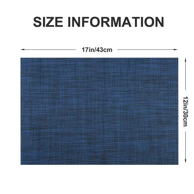 Alt view image 4 of 7 - Vinyl Placemats Set of 4, PVC Woven Washable Non-Slip Table Mats, Heat Resistant Wrinkle Free Place Mats for Dining Table, Easy to Clean (4, Navy Blue)