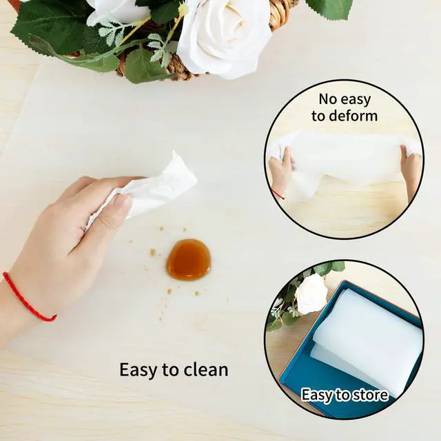 Alt view image 5 of 7 - Oversize Silicone Table Placemat, Food-Grade Flexible Silicone Table Mat for Baking Pastry Non-Stick, Kids Nonslip Dinner Placemat Heat Resistant Waterproof Countertop Protector (Translucent)