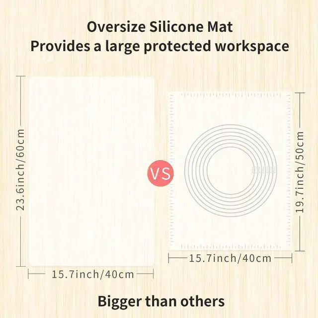 Alt view image 7 of 7 - Oversize Silicone Table Placemat, Food-Grade Flexible Silicone Table Mat for Baking Pastry Non-Stick, Kids Nonslip Dinner Placemat Heat Resistant Waterproof Countertop Protector (Translucent)