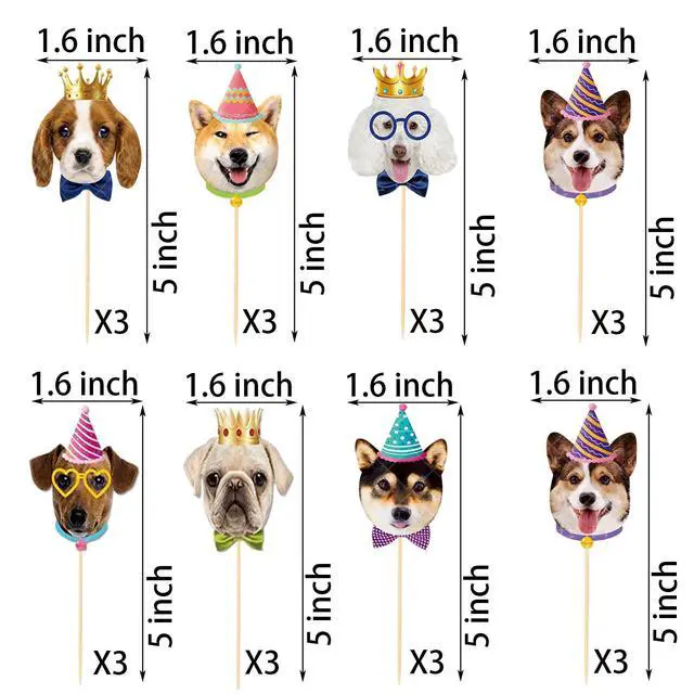 Alt view image 2 of 6 - Dog Cupcake Toppers,24 PCS Puppy Cupcake Toppers,Dog Cake Topper