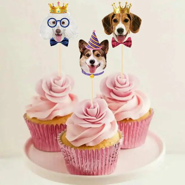 Alt view image 3 of 6 - Dog Cupcake Toppers,24 PCS Puppy Cupcake Toppers,Dog Cake Topper