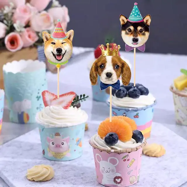 Alt view image 4 of 6 - Dog Cupcake Toppers,24 PCS Puppy Cupcake Toppers,Dog Cake Topper