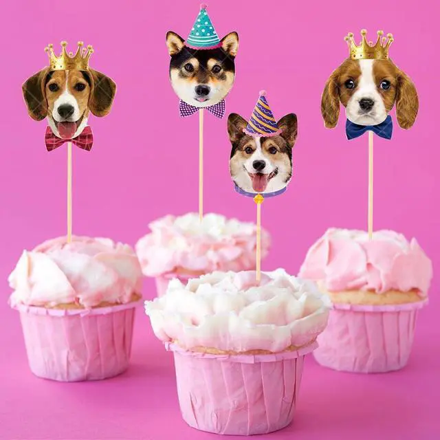 Alt view image 6 of 6 - Dog Cupcake Toppers,24 PCS Puppy Cupcake Toppers,Dog Cake Topper