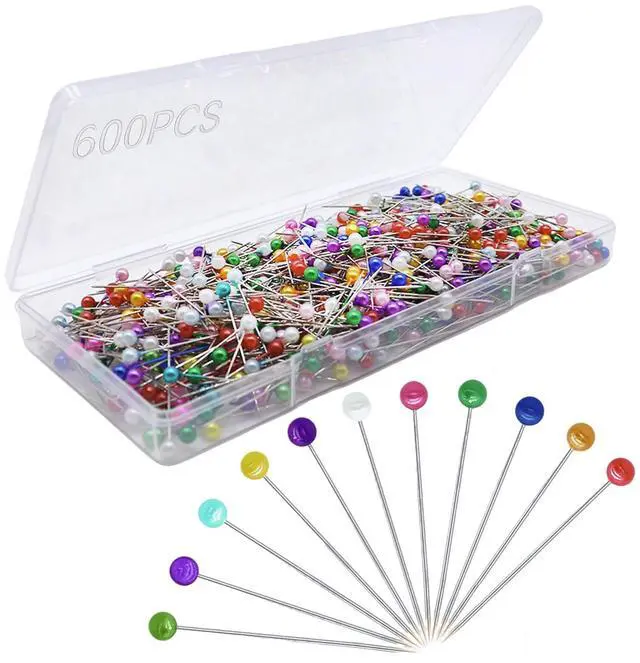 Main image of 600PCS Sewing Pins, Straight Pin for Fabric, Pearlized Ball Head Quilting Pins Long 1.5inch, Corsage Stick Pin for Jewelry DIY, Craft, Sewing Supplies, Accessories By Sunenlyst