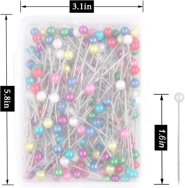 Alt view image 2 of 7 - 600 PCS Straight Pins 1.6 in Pearlized Ball Head Sewing Pins for Fabric DIY Sewing Pins Crafts