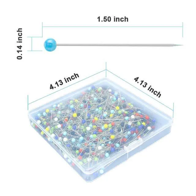 Alt view image 2 of 7 - 500PCS Sewing Pins for Fabric, Straight Pins with Colored Ball Glass Heads Long 1.5inch, Quilting Pins for Dressmaker, Jewelry DIY Decoration, Craft and Sewing Project by Sunenlyst