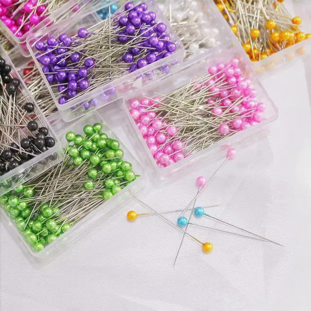 Alt view image 2 of 7 - 1200PCS Sewing Pins for Fabric, Straight Pins with Pearlized Ball Heads Long 1.6inch, Quilting Pins for Dressmaker, Jewelry DIY Decoration, Craft and Sewing Tools