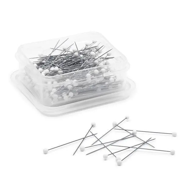 Alt view image 3 of 5 - 61 Glass Head Pins, Extra Fine, 1-3/8-Inch (250-Count) , White | Heat-Resistant Glass Heads, Ideal for Delicate Fabrics and Machine Piecing, Reusable Storage Box