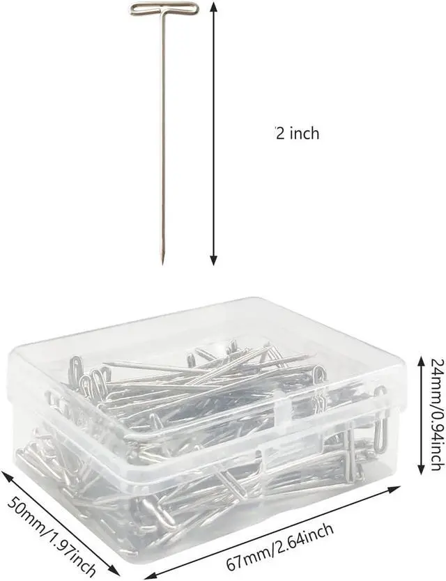 Alt view image 5 of 7 - T-Pins, 100 Pack 2 Inch - For Knitting, Wigs, Sewing & Office Wall