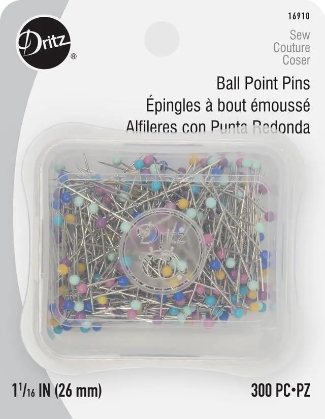 Main image of 1-1/16" Ball Point Pins, 300 Count, Assorted Colors