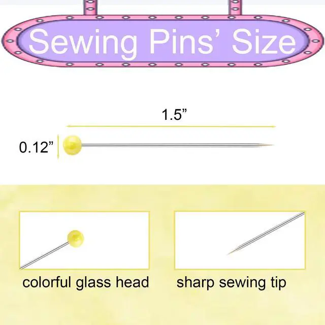 Alt view image 2 of 7 - 200pcs Sewing Pins for Fabric, 1.5IN Straight Pins Long, Stainless Steel Glass Ball Head Stick Pins for Fabric, Sewing, Crafts, Quilting, Corsage and Dressmaker