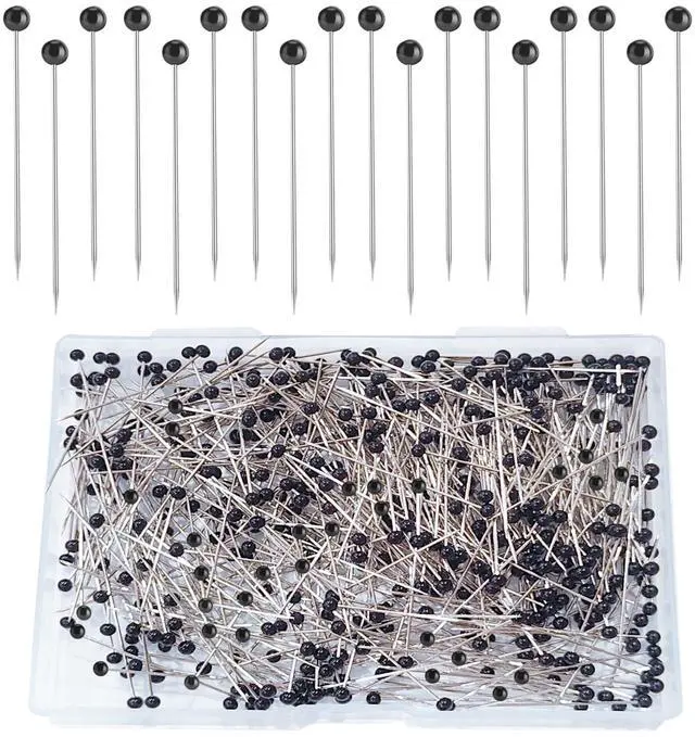 Main image of Sewing Pins, 500 Pcs Straight Pins Ball Glass Head Pin with 1.5 Inch, Quilting Pins for Fabric, Black Pin for Jewelry DIY, Craft and Sewing Supplies
