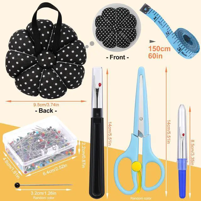 Alt view image 2 of 7 - 300 Pieces Sewing Pins Cushion, Pin Cushion for Sewing, Straight Pins | Pin Cushions for Sewing Including Sewing Seam Ripper Scissors Soft Tape Measure for Dressmaking Jewelry Decoration