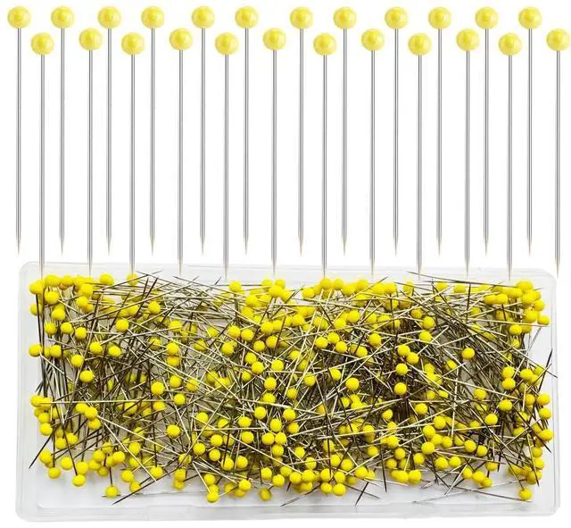 Main image of 500 PCS Straight Pins, 1.75IN Quilting Pins Long Yellow Glass Ball Head Sewing Pins for Fabric, Stainless Steel Dressmaker for Sewing, Crafts, Jewelry Making, DIY