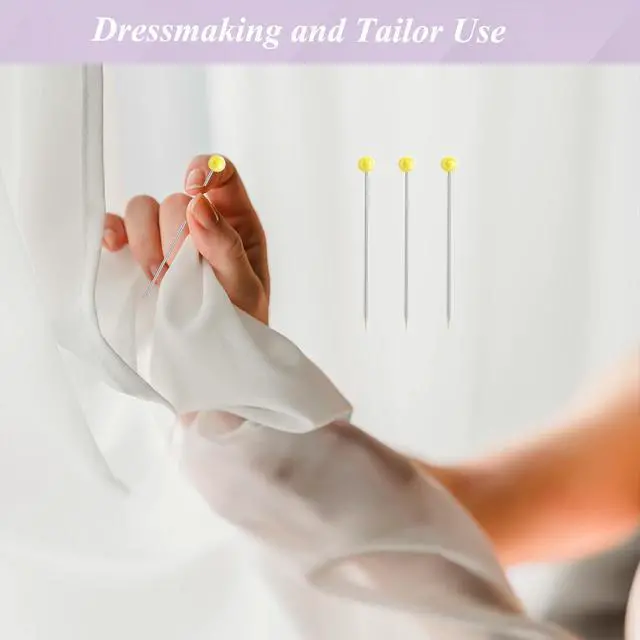 Alt view image 6 of 7 - 500 PCS Straight Pins, 1.75IN Quilting Pins Long Yellow Glass Ball Head Sewing Pins for Fabric, Stainless Steel Dressmaker for Sewing, Crafts, Jewelry Making, DIY