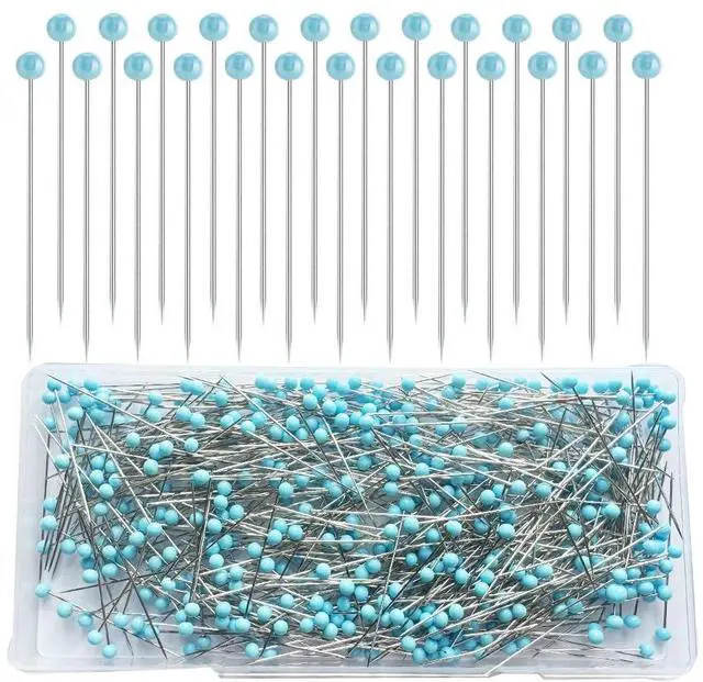 Main image of 500 PCS Quilting Pins, 1.75IN Straight Pins Long Blue Glass Ball Head Sewing Pins for Fabric, Stainless Steel Dressmaker for Sewing, Crafts, Jewelry Making, DIY